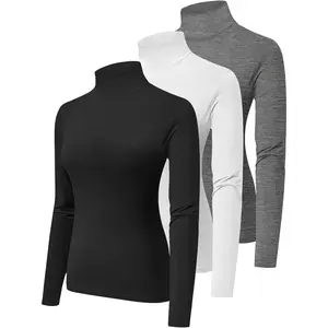 3 Pack Turtlenecks Women Long Sleeve Pullover Baselayer Undershirts Tops Turtle Neck Mock Shirts