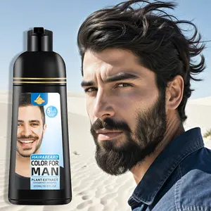 Men's Hair Dye Shampoo, Gentle Hair Dye, Semi-Permanent Color Coverage, 2-In-1 Care Formula, Covers Hair, Suitable for Men, 500ML Bottle