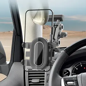 Black Sea off-road vehicle phone holder, universal off-road vehicle A-pillar handlebar armrest phone holder, truck A-pillar phone holder, car mounted aluminum alloy support rod phone holder