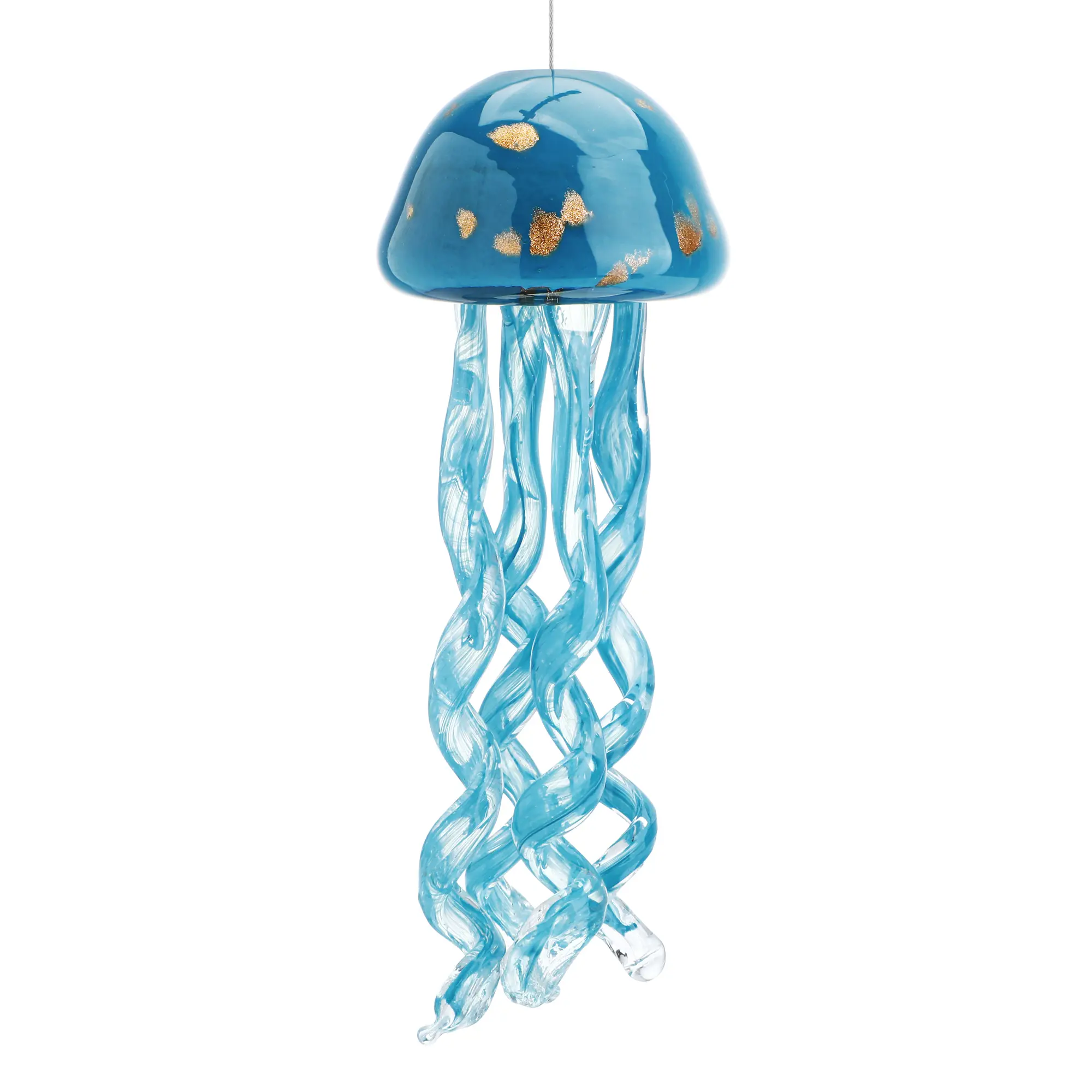 Handblown Art Glass Jellyfish Wind Chime, Glass Jellyfish Hanging Sun Catcher Wind Chime, Wind Chimes for Outside, Sea Glass Blown Wind Chimes for Beach Party, Wedding Decor