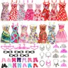 Unisex 42-Piece Doll Clothes & Accessories Set for 11in Dolls - Stylish Dresses, Shoe Pairs, Necklaces, 6 Crowns, Glasses, Velcro Hangers, Elastic On/Off Fabric Toys for Dressing Up, Fantasy & Sci-Fi Gifting