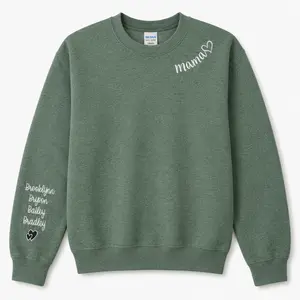 Custom Mama Embroidered  Sweatshirt with Kids' Name on Sleeve – Gift for Mother’s Day, Birthday or Valentine Day
