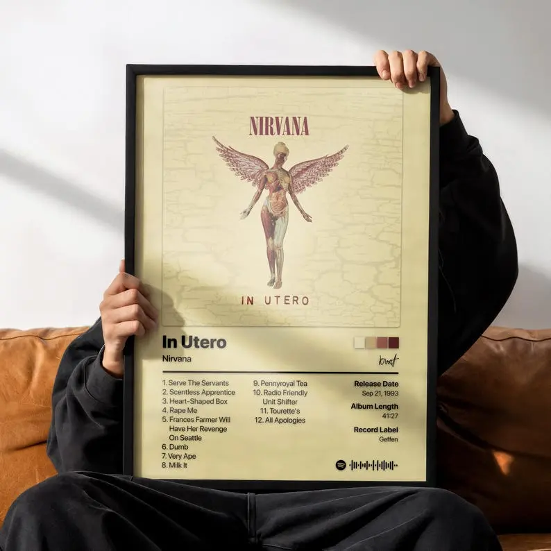 Nirvana In Utero Album Cover Poster - Alternative Rock Wall Art - Grunge Room Decor - Music Gift for Fans
