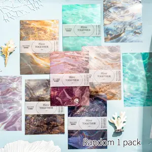 Random Color Sea Wave Pattern Sticker, 10pcs/set Translucent Smudge Style Background Sticker, DIY Handbook Diary Decorative Collage