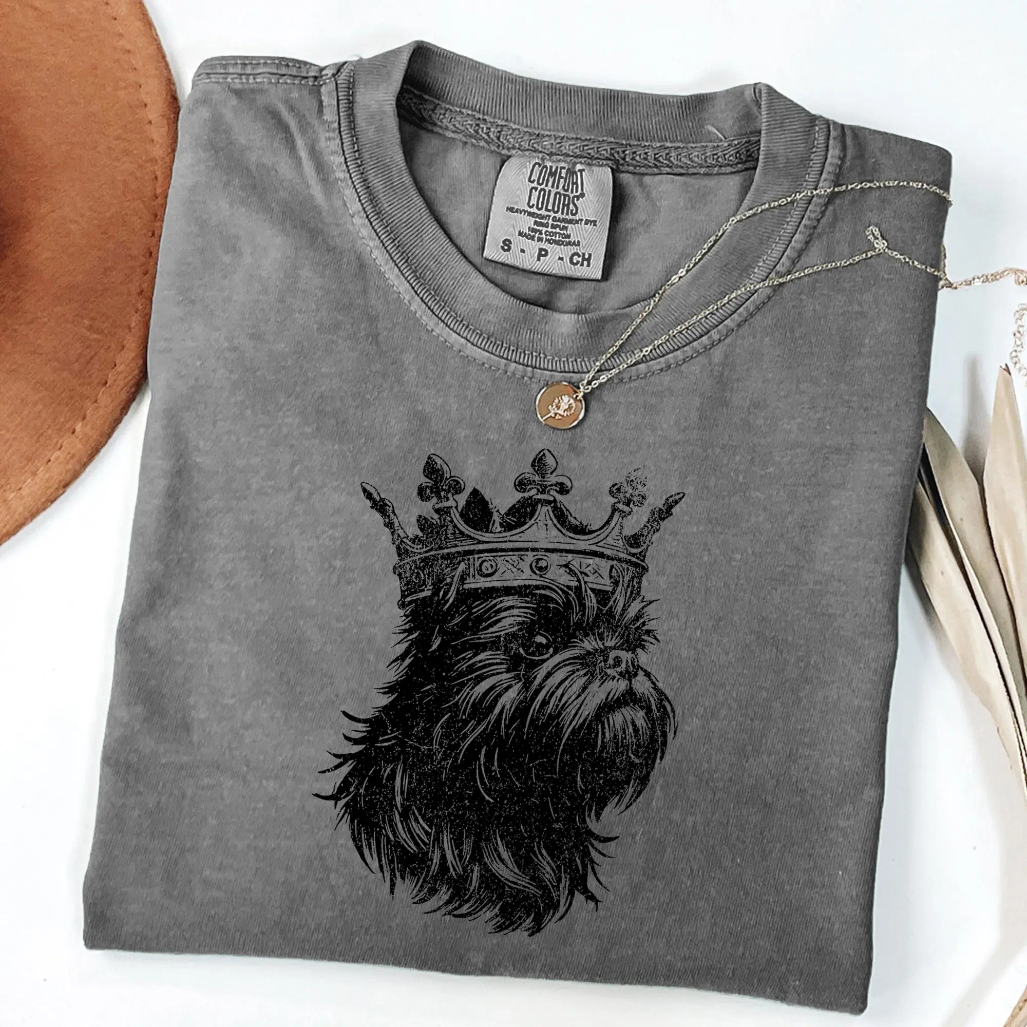 Comfort Colors Retro Brussels Griffon Shirt, Castlecore Tee, Vintage Dog Shirt, King Griff T-shirt, Dog Owner Gift, Crown Griff T-shirt Tshirt