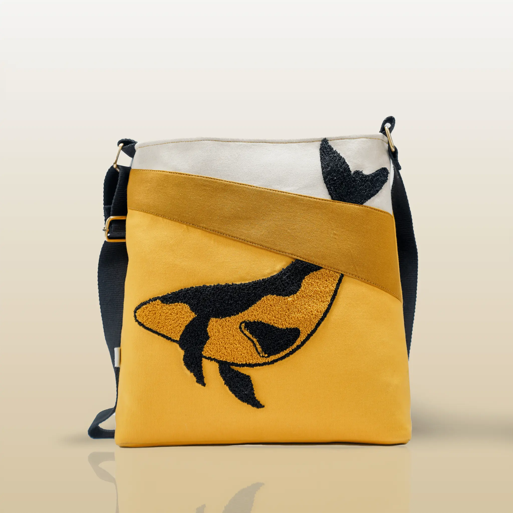 Golden Orca Organic Cotton Embroidered Tote for Women | Radiant, Artful and Made to Be Noticed