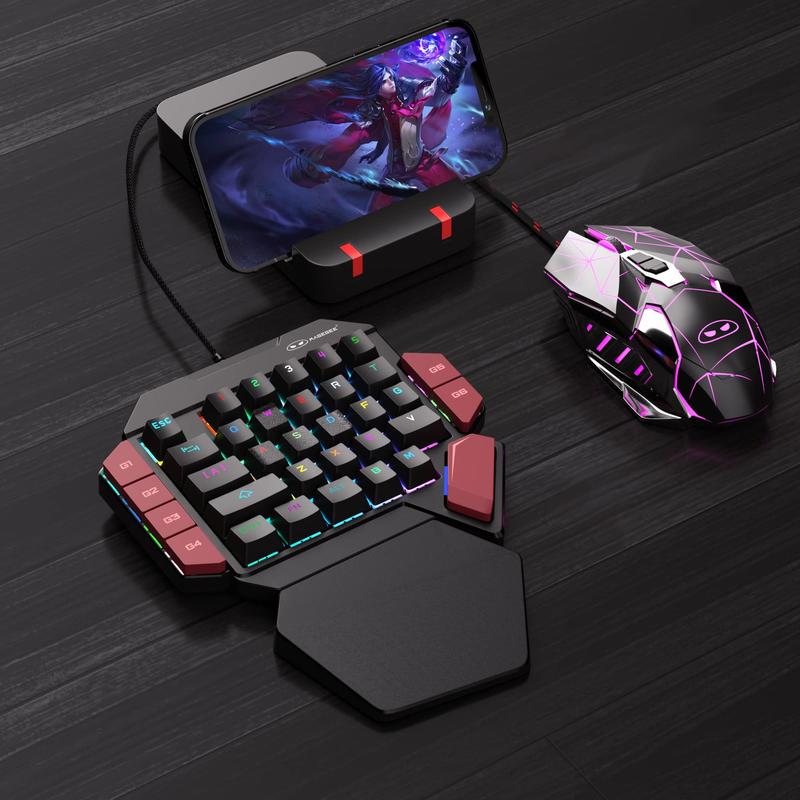 MageGee Left Handed Keyboard 40 Percent  Professional Gaming Keyboard, Backlit 35 Keys Mini Wired Mechanical Keyboard with Blue Red Black Switch for PC Gamer, Support 6 Macro Keys