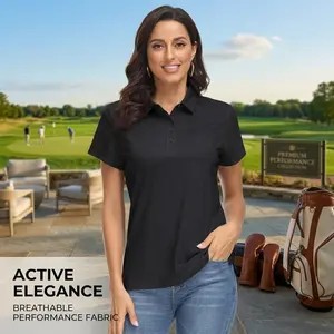 Women's UPF 50+ Quick Dry Polo Shirt - Short Sleeve Golf Shirt with Sun Protection, 4-Button Casual Work Collar Top, Moisture-Wicking Breathable Fabric for Sports Outdoor Activities and Daily Wear