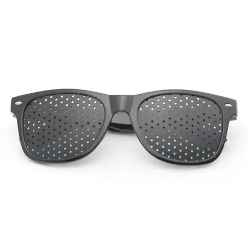 Perforated Pinhole Eyeglasses for Adults - Casual Style Eyewear, Myopia Support, Astigmatism Relief, Eye Fatigue Reduction, Unisex Black Single Pair Punched Pattern (No Vision Improvement)