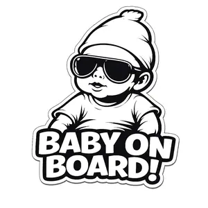 Baby on Board Vinyl Sticker – 5″ Funny Waterproof Car Decal for Windows Bumpers & Tinted Surfaces Perfect Gift for New Parents