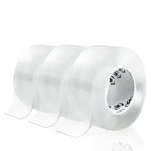 Double Sided Tape Heavy Duty for Wall Decor No  to ,Clear Removable Mounting Tape,Nano Two Sided Adhesive Tape,Picture  Strips for Posters,Stickers - 3Rolls,Total(1.18in*20FT)
