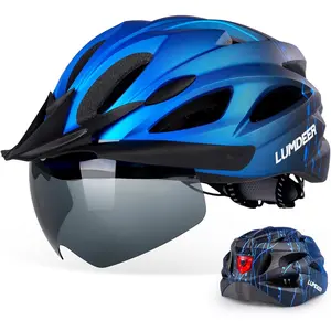 3-in-1 Shockproof Cycling Helmet with Rear LED Light, Magnetic Goggles, and Removable Sun Visors for Motorcycle Use, Shockproof Helmet Visors