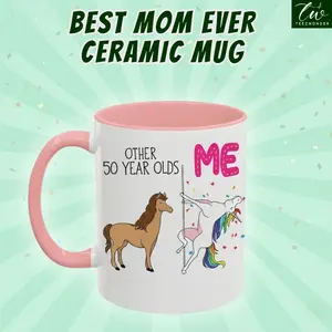 MOTHER'S DAY GIFT Funny Birthday Gift Mug for Women – “Me vs Other People” Unicorn Coffee Ceramic Mug 11oz, Cute Pink Ceramic Cup, Gag Gift for Mom, Friend, Sister, Coworker
