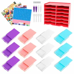 12 Grids Diamond Painting Organization Set with Point Drill Trays Diamond Painting Accessory Organizer for Diamond Art Accessories