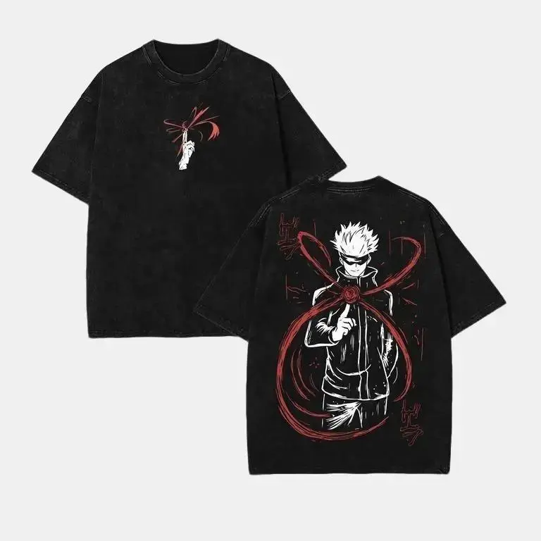 valentine shirts "Gojo Satoru Cursed Technique Lapse: Red" Jujutsu Kaisen Retro Vintage Unisex Oversize Anime Manga Acid  Lightweight Cotton T-shirt, Anime Merch, Gift For Anime Fan Crewneck Clothing