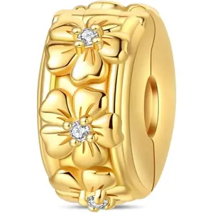 Gold Clip Stopper Charms for Pandora Bracelet Spacers Bead Charms for Women DIY Jewelry Gifts