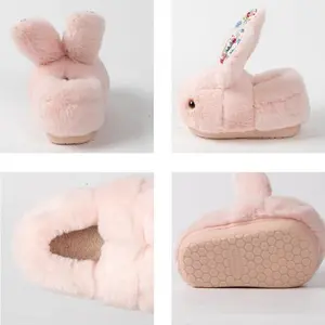 Girls Toddler Slippers Boys House Shoes For Little Kids Cute with Bunny Design Plush Indoor Slippers Non-Slip