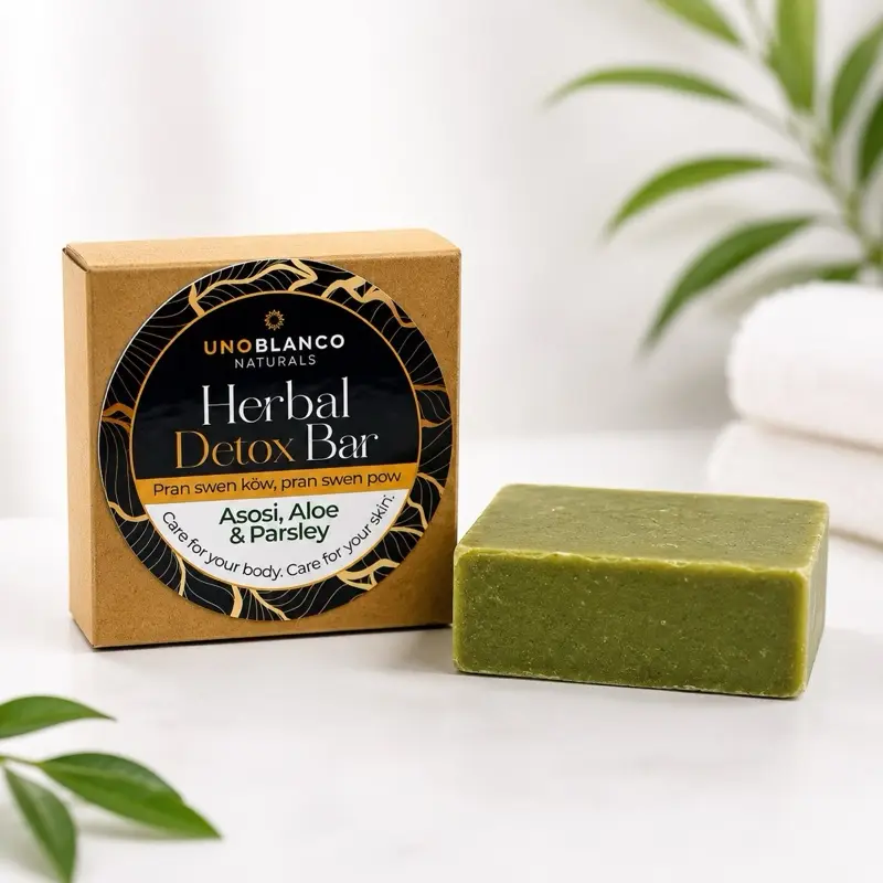 UnoBlanco Herbal Detox Soap – Parsley, Cerasee & Aloe Vera | 4 oz
