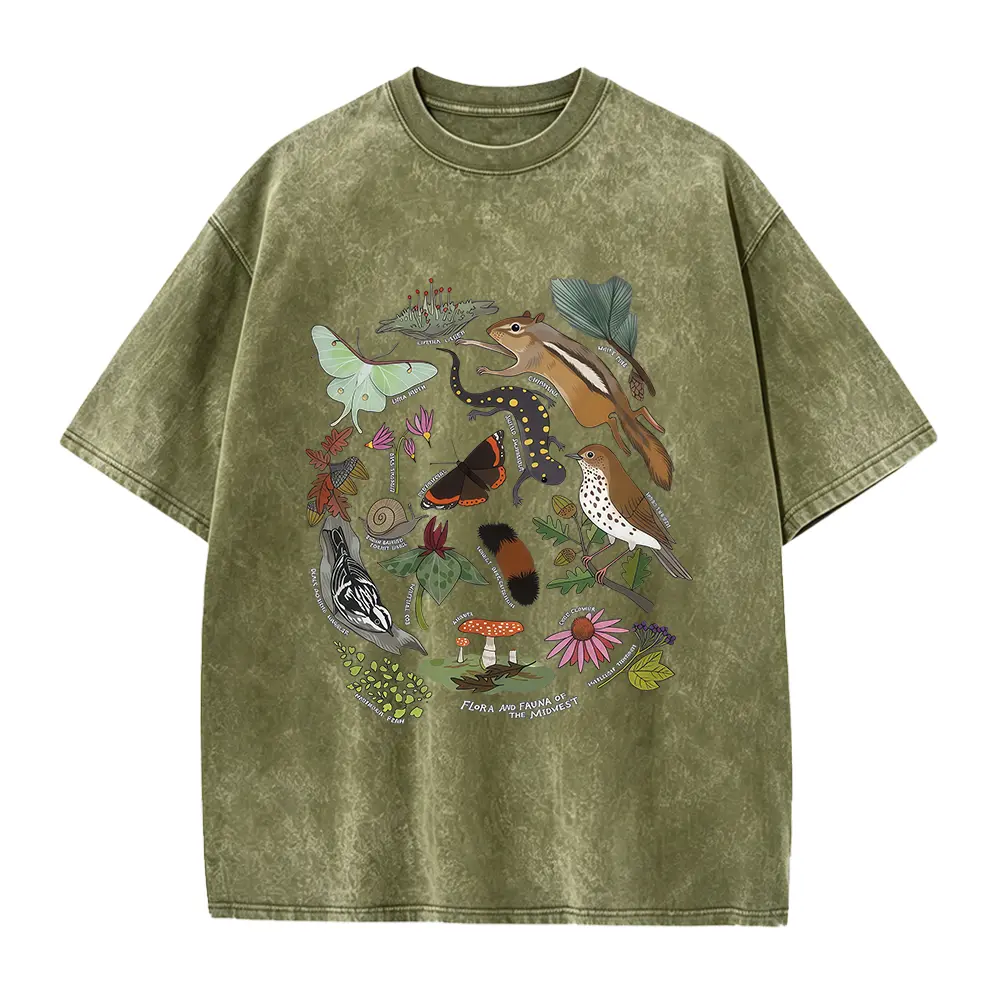 Nature Field Guide Shirt, Flora & Fauna Tshirt, Cottagecore Botanical Tee