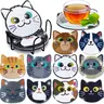 10PCS DIY Diamond Painting Coasters with bracket, Cat Theme Diamond Art Coasters Set, DIY Diamond Painting Coasters, Suitable for Beginners in Art and Craft Supplies, Gift for Valentine's Day
