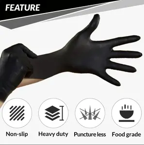 100 pieces of black disposable Ding Qing gloves, latex free kitchen cleaning gloves, suitable for dishwashing and household kitchen cleaning, disposable thick gloves, suitable for indoor and outdoor use Easter gift