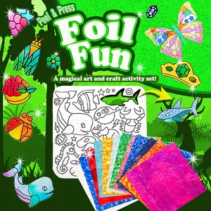 Children Aluminum Foil Art Set, DIY Craft Supplies, Non-Toxic Coloring, Animal Foam Stickers, Creative Travel Toy, Birthday Gift, Christmas Present, Art and Craft Activity Set