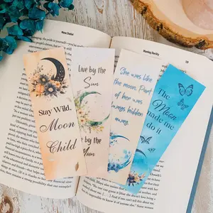 Celestial Moon Bookmark Bundle, Floral Moon Designs, Perfect for Book Lovers and Reading Enthusiasts