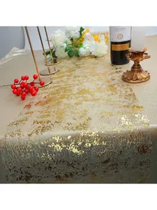 Sequin Glitter Foil Metallic Gold Thin Mesh Table Sparkle Runner, Gold Table Runner Roll for Wedding Bridal Shower, Christmas, Birthday Party 11inch x 29.5FT