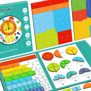 Elementary Math Fraction Visualization Teaching Aid, Visual Learning Tools, Magnetic River Rocks & Circular Set, Montessori Home Education Materials