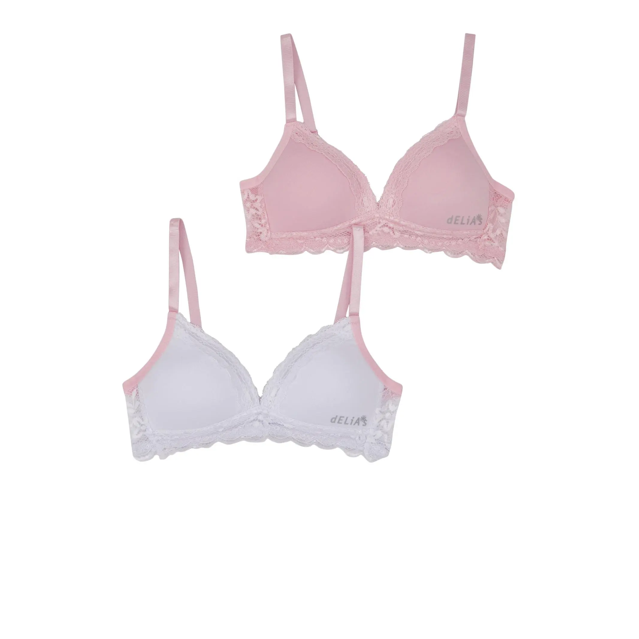 Girls 2 Pack Lace Hem Bras