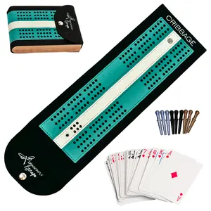 Dragonfly Escape Travel Cribbage Game Board | Lightweight Portable Travel Cribbage Board Set | Folding Travel Games for Adults (Teal & White)