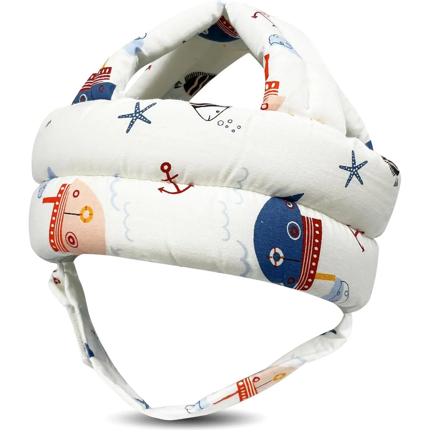 Kids' Safety Helmet with Cute Patterns & Adorable Prints, Soft Cotton Adjustable Bumper Bonnet for Active Toddlers, Shock-Absorbent Elastic Sponge Head Protection for Crawling, Climbing Furniture, 16.2-20 in Kids' Hat Accessory, Baby Protective Helmet