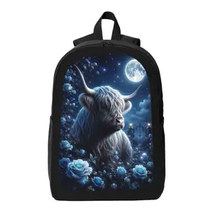 Highland Cow Pattern Backpack Lightweight Casual Backpack with Zip Closure Adjustable Straps, Applicable to for Women and Men