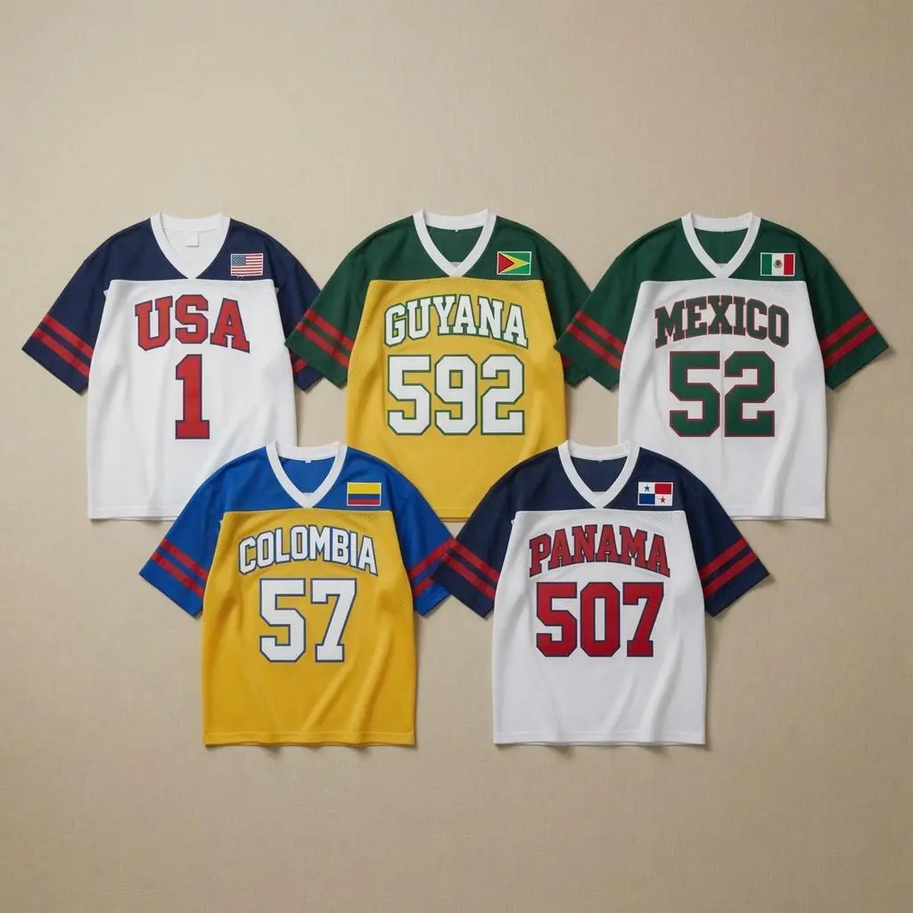 Unisex Country Jerseys - Oversized Menswear Boxy Fit Fashion Jerseys - Ayiti - Puerto Rico - Dominican Republic Tê- Cuba - Panama - Colombia - Carribean Jerseys - Sports Top Tshirt - Graphic T-Shirt