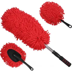 3 Pack Large Red Microfiber  Duster Exterior Scratch Free with Extendable,  Duster Interior Multipurpose dust Cleaning