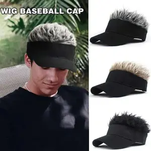 1pc Men Synthetic Short Hair Baseball Cap Spiked Hair Wig Hat Fake Hair Adjustable Sunshade Visor Fancy Performance Hip-Hop Headwear