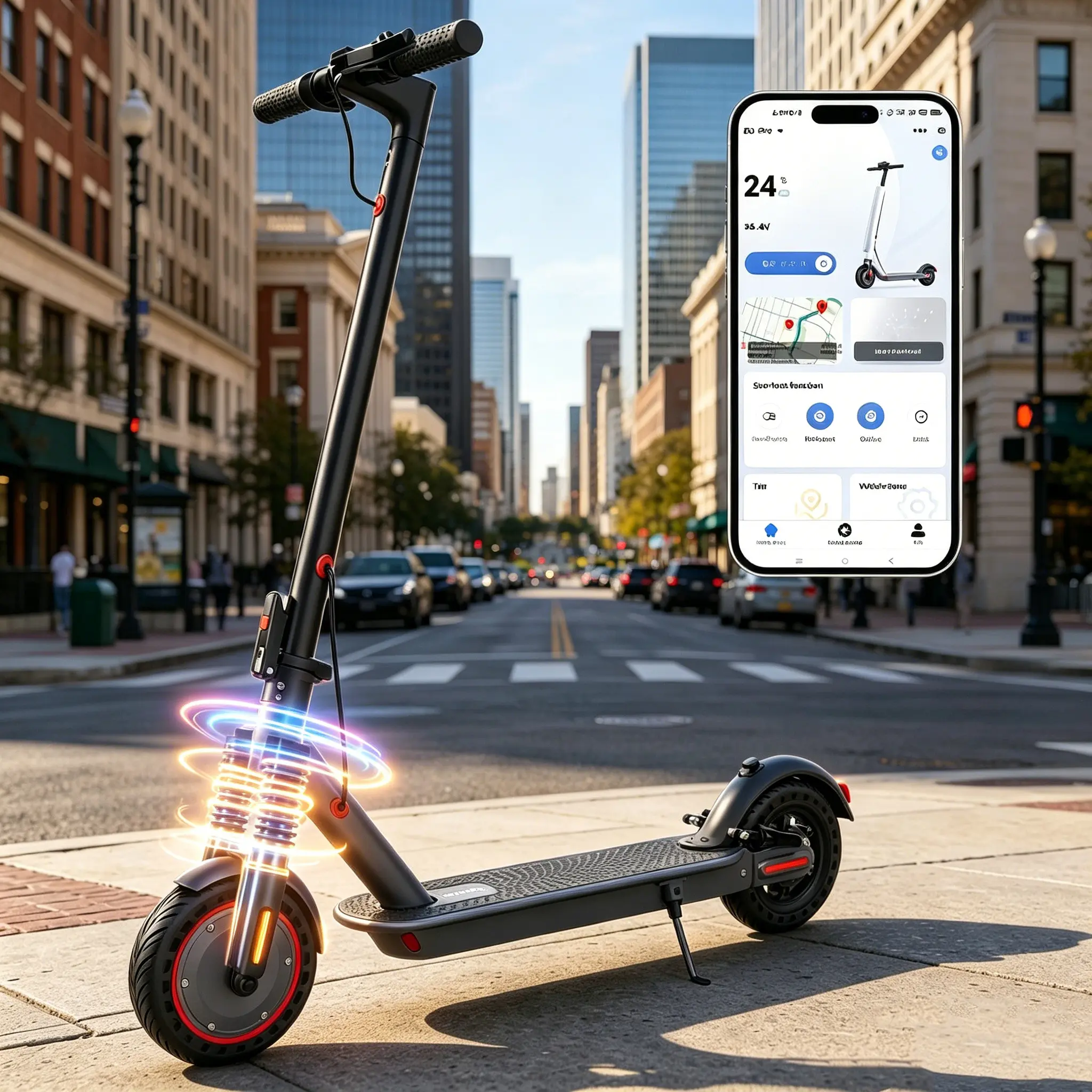 C2026 TikTok Popular Long-range Folding Electric Scooter, foldable mobility scooter for adults and teens, supports APP control, ideal for commuting and campus travel