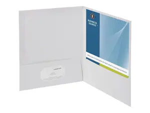 Business Source Two-Pocket Folders with Business Card Holder