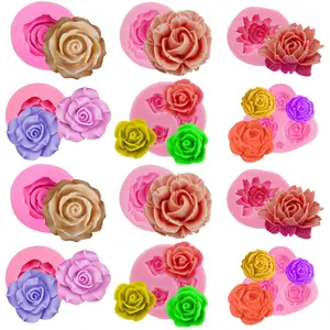 12 Pack Flower Candle Resin Mold - Peony, Rose, 3D & Silicone Molds Resin Casting Silicone Molds for Home Decor & Candle Making Mold