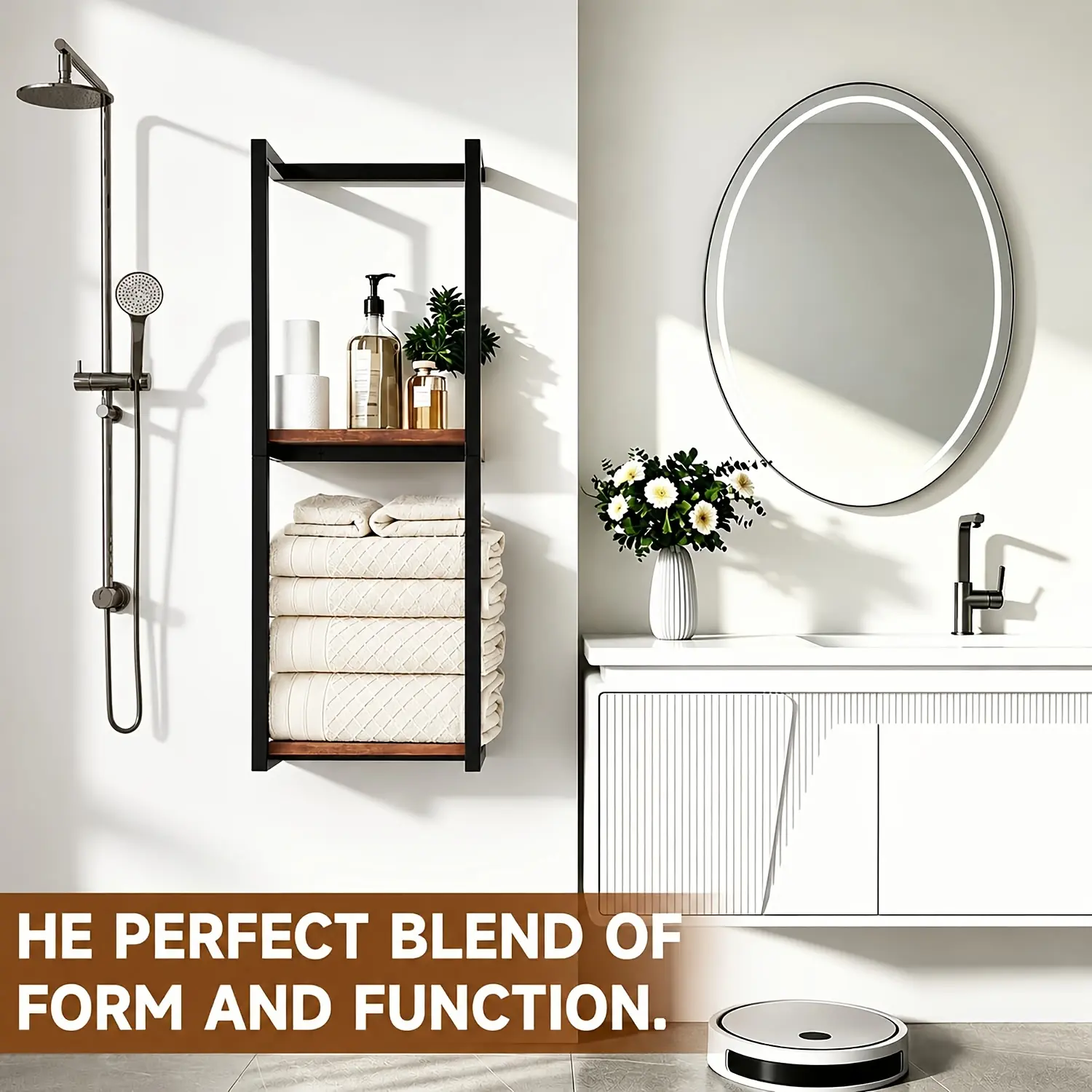 Towel Rack For Bathroom, Wall Mounted Vertical Rolled Towel Storage Organizer Holder With Shelf, Bath Sheets, Wall Mounted Towel Racks For Bathroom Towel Storage And Organizer