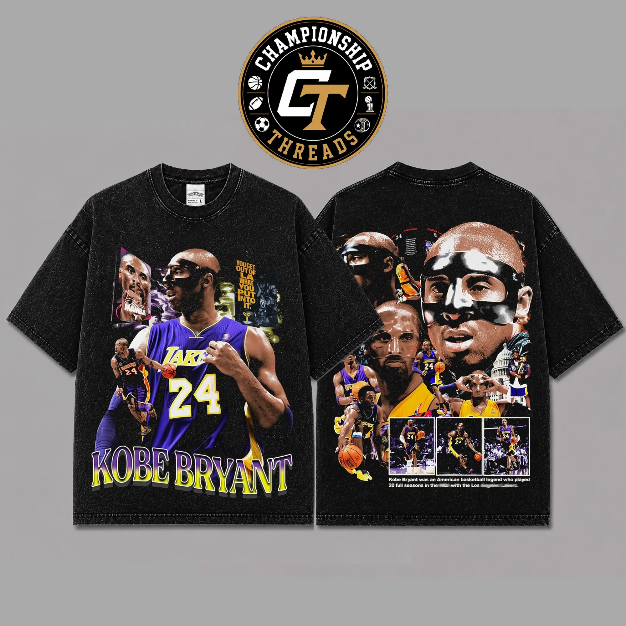 Kobe Bryant 24 Vintage Graphic T-Shirt, Black Mamba Basketball Legend Streetwear Tee, Premium Cotton Championship Collage Fan Apparel, Retro GiftShirt