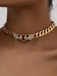 Vintage Fashion Snake Chain Necklace, Fashionable Choker, High-End Design Hip Hop Style, Cool and Unique Women's Jewelry, Metal Link Choker, Dainty choker necklace