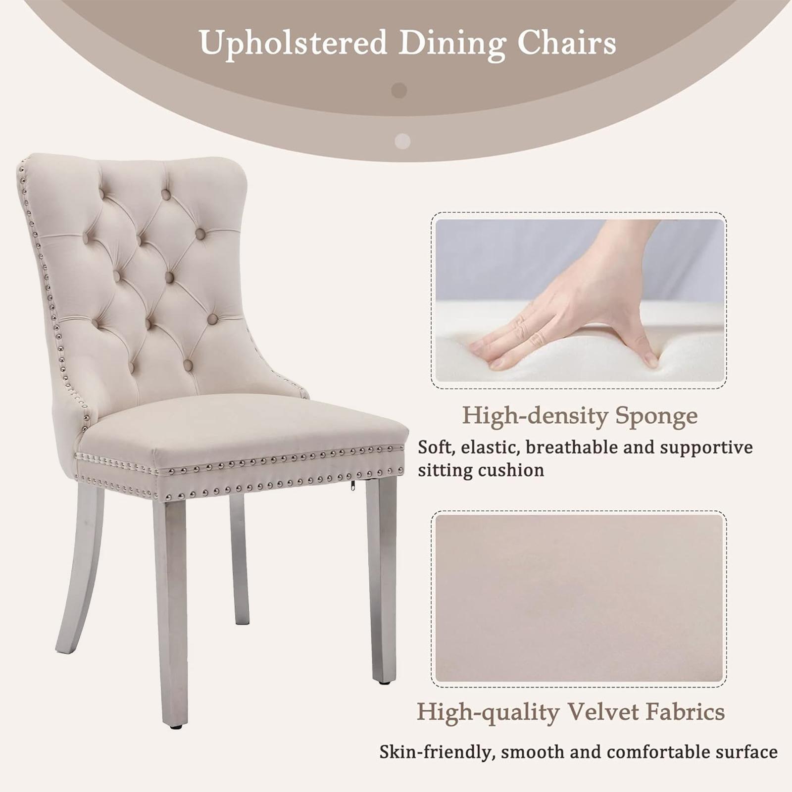 Dining Table Set for 6,Kitchen Table Chairs Set of 6,Rectangular Dining Table,Modern Dining Room Set 63" White Tempered Glass Top with Adjustable Stainless Steel Base,Velvet Dining Chairs,Sliver Stainless Steel Plating Legs,Suitable for Dining Room,Office Dining Table Set for 6,Kitchen Table Chairs Set of 6,Rectangular Dining Table,Modern Dining Room Set 63" White Tempered Glass Top with Adjustable Stainless Steel Base,Velvet Dining Chairs,Sliver Stainless Steel Plating Legs,Suitable for Dining Room,Office