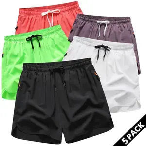 5-piece set Men's Drawstring Zipper Pocket Shorts, Casual ElasticWaist Beach Shorts for Summer, Breathable Men'sBottoms for Daily Wear Shorts Pack of 5 5 sense gifts for him Summer swim trunks with quick drying, breathable and icy feel tiktok shop deals