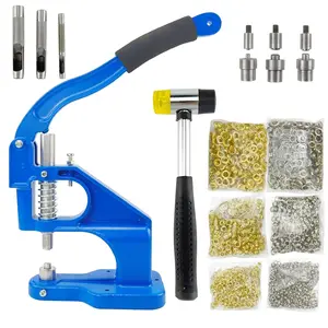 Hand Press Grommet Machine Kit 3000pcs Grommets (6mm, 10mm, 12mm) with 3 Dies ( # 0, # 2, # 4) – Eyelet Tool for Fabric, Leather & Crafts – Includes Handle Cover & Manual Press Tool