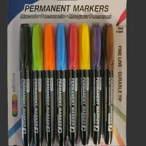 Multi Color Permanent Markers 8pc in One Pack Fine Point Durable Tip Bright Edizione marker