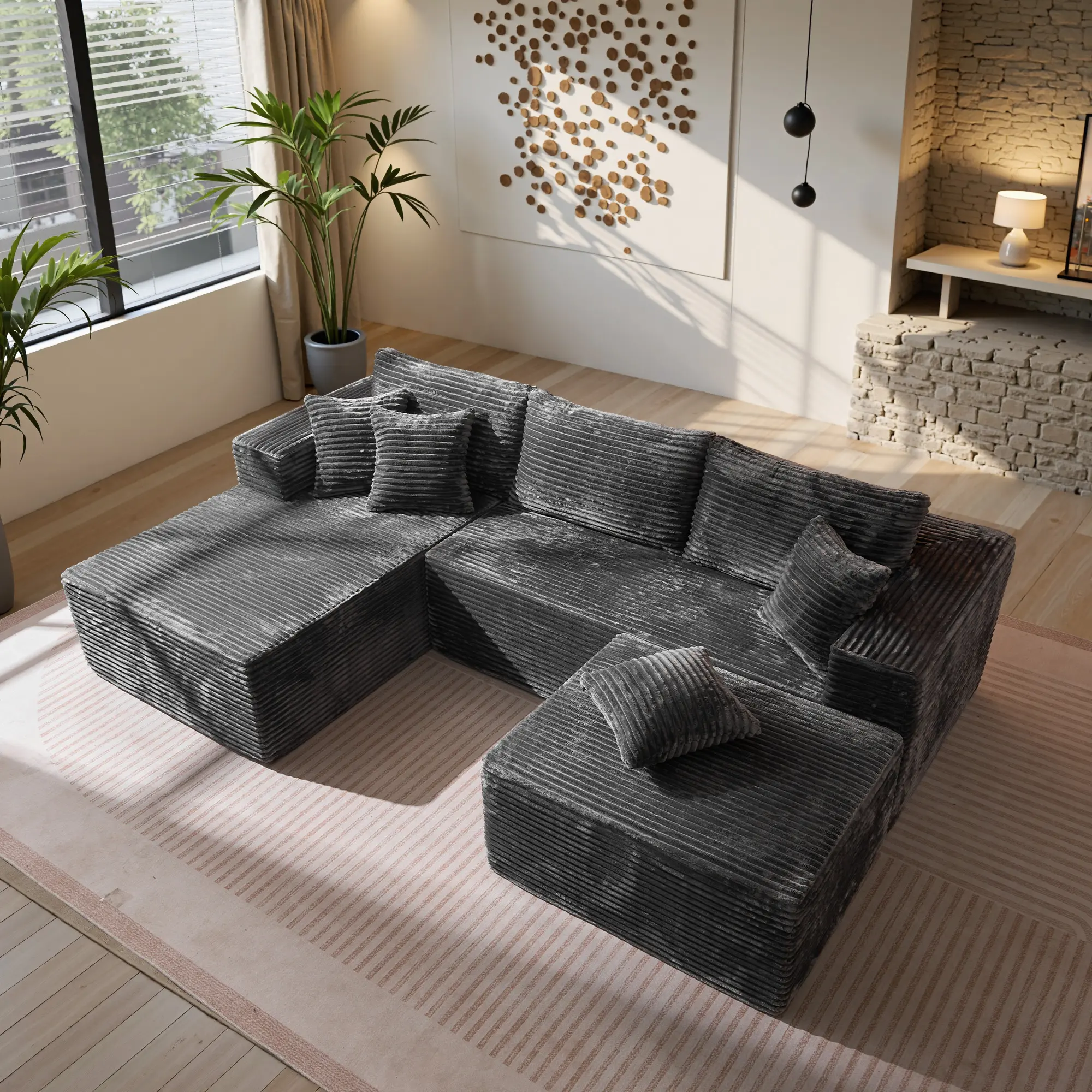 108“Grey U Shaped with Ottoman