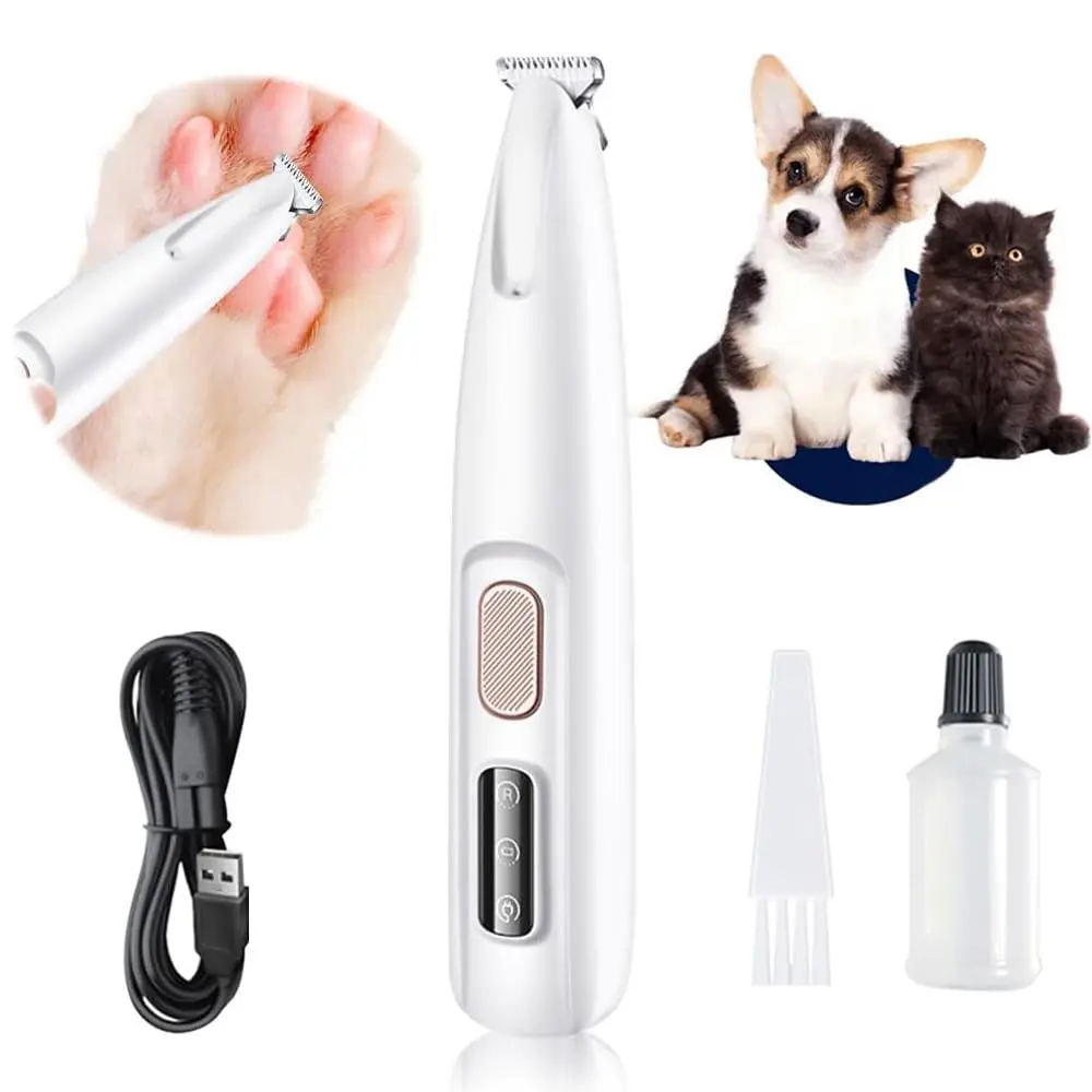 Pet Micro Precision Trimmer, Multifunctional Pet Hair Trimmer Waterproof Rechargeable Shaver with LED Light for Paws Eyes Ears Face Buttocks for Small Dogs and Cats，50dB Quiet Shave.
