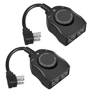 Outdoor Christmas Light Timer, Dusk to Dawn Sensor Countdown, Outdoor Timers for Electrical Outlets , 2 Grounded Outlets for Christmas Lights, 15A 1/2HP, CSA Listed (2 Pack)