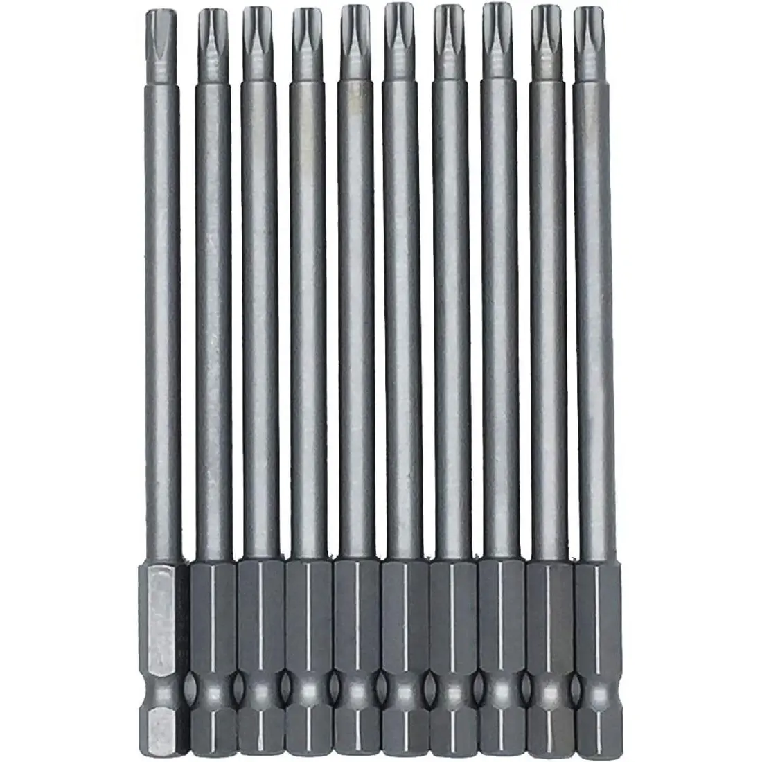 10 count 1/4 Inch Hex Shank T25 100mm/3.94 Inch Extra Long  S2 Steel Torx    Drill Set Bitsrity   Drill Set Bits (T25)